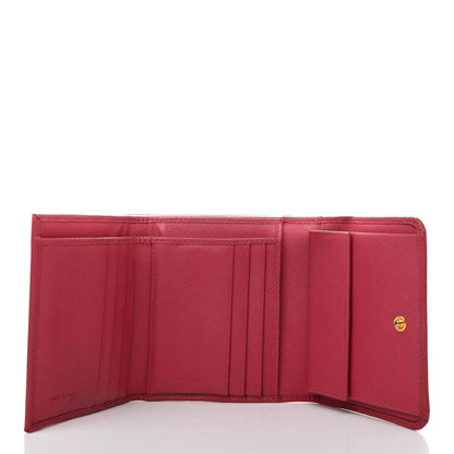 Prada Saffiano Metal Tri-Fold Wallet Peonia 5 of 9