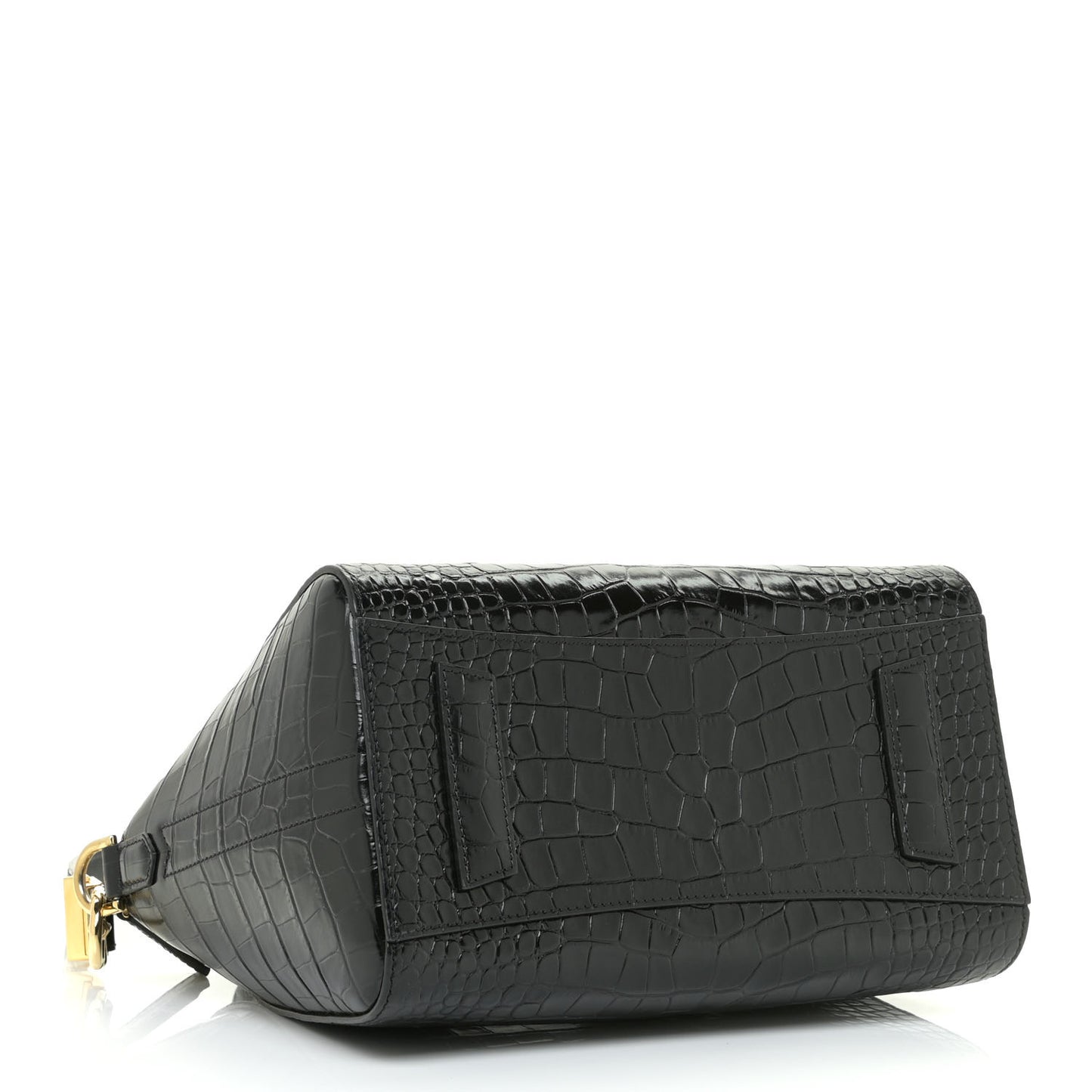 Calfskin Crocodile Embossed Small Antigona Black