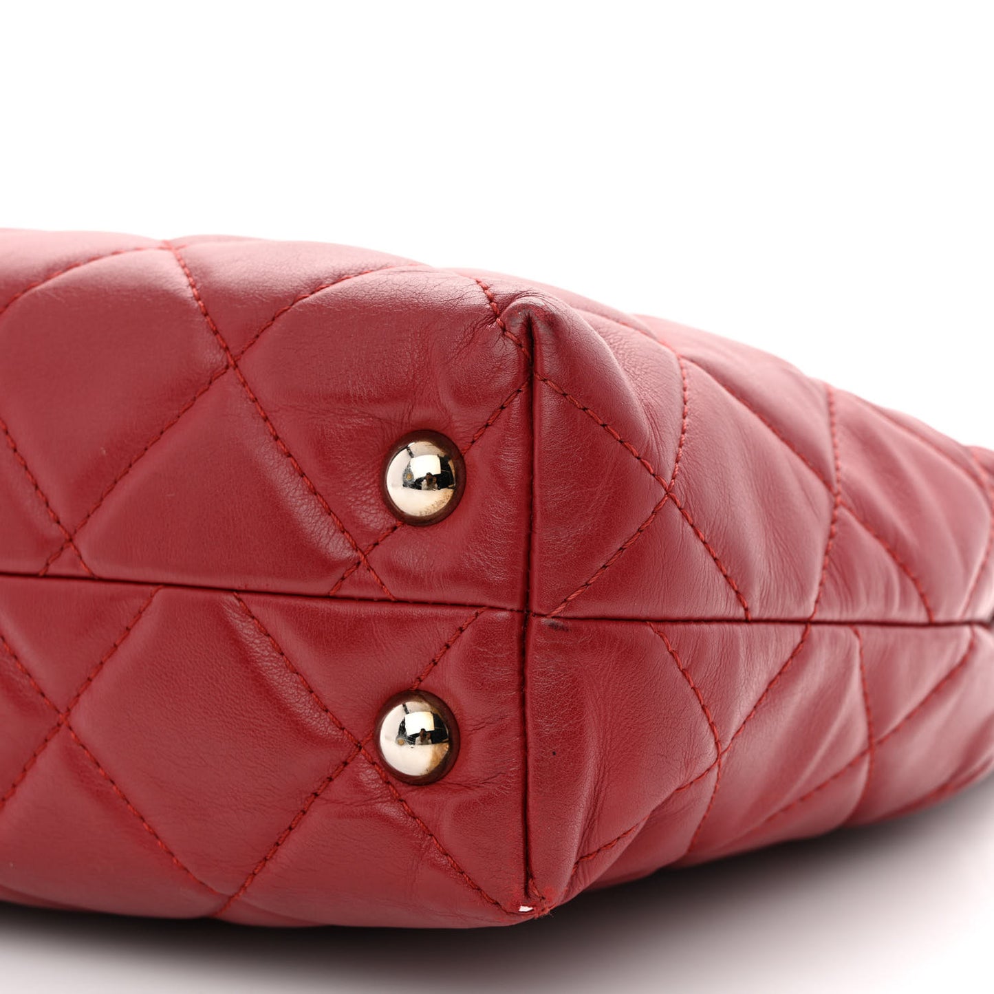 Calfskin Quilted In the Business North South Tote Red