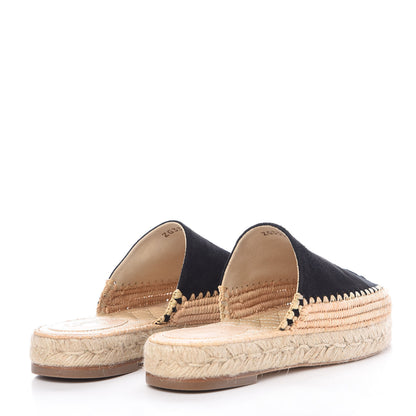 Chanel Suede Grosgrain CC Espadrilles 37 Black 4 of 9