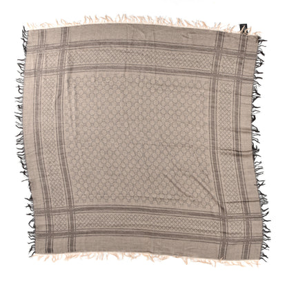 Gucci Wool Silk GG Monogram Diamante Plaid Surviee Shawl Beige Dark Brown 1 of 7