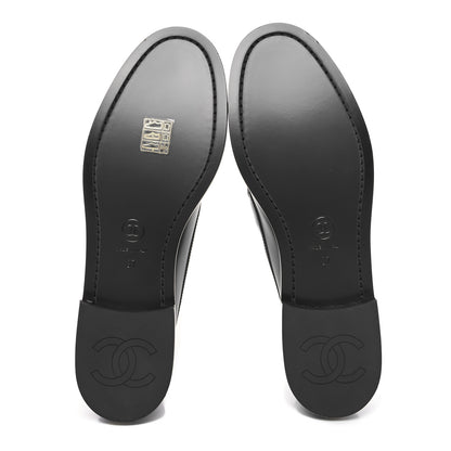Chanel Calfskin Crystal CC Mocassin Loafers 37 Black 7 of 9