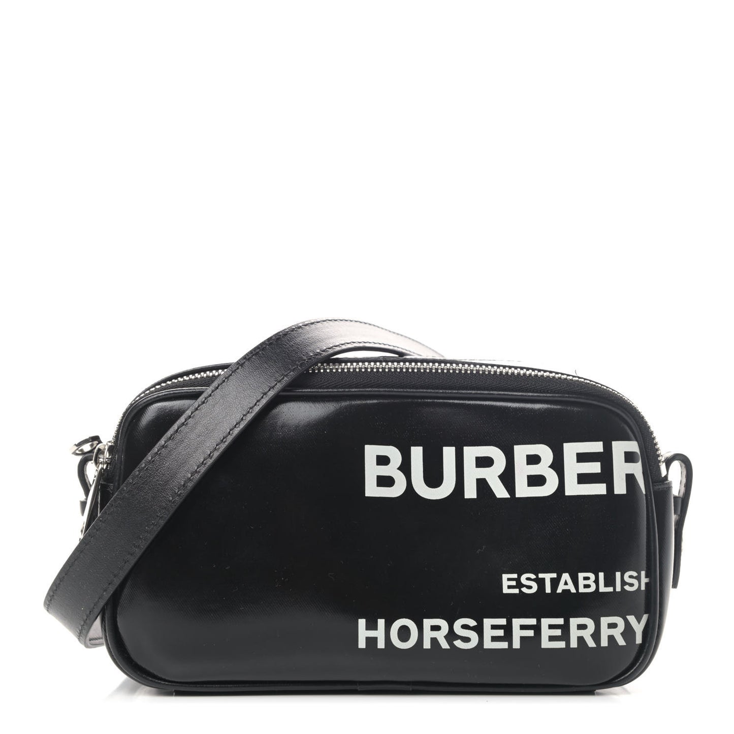 Coated Canvas Horseferry Print Micro Camera Bag Black