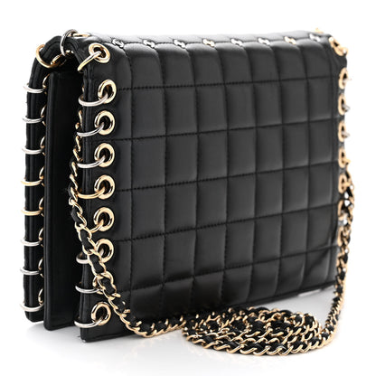 Chanel Lambskin Chocolate Bar Piercing CC Studded Small Chain Flap Bag Black 3 of 10