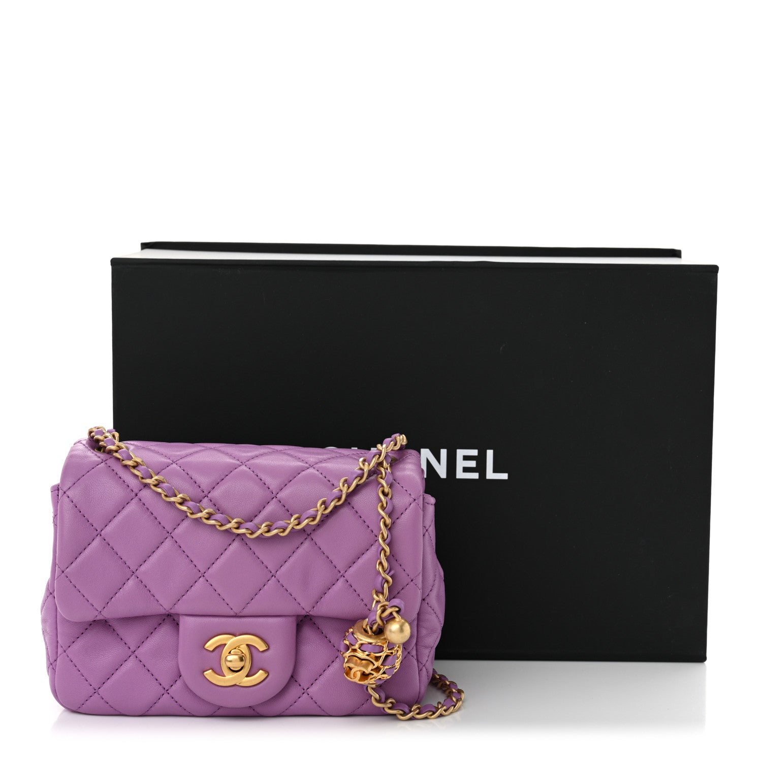 Chanel Lambskin Quilted Mini Pearl Crush Flap Purple 11 of 11
