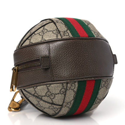 Gucci GG Supreme Monogram Textured Dollar Calfskin Web Mini Ophidia Basketball Shaped Shoulder Bag Beige Ebony New Acero 4 of 9