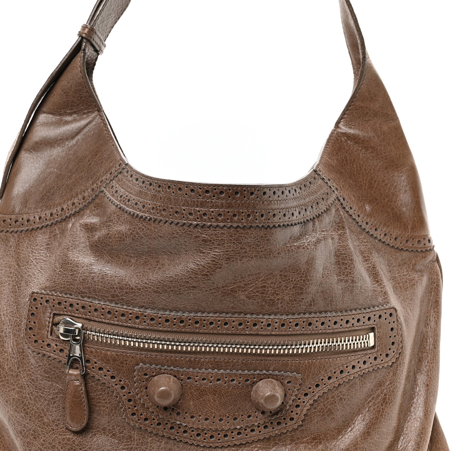 Agneau Giant Brogues Hardware Besace Hobo Taupe