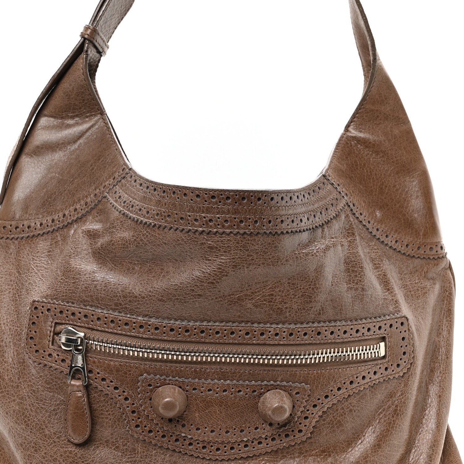 Balenciaga Agneau Giant Brogues Hardware Besace Hobo Taupe 8 of 10