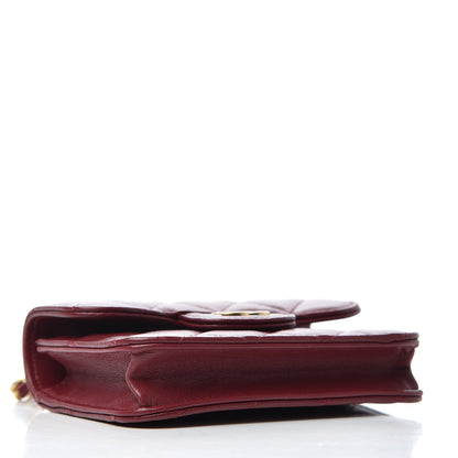 Chanel Lambskin Quilted Top Handle Flap Coin Purse With Chain Burgundy 4 of 9