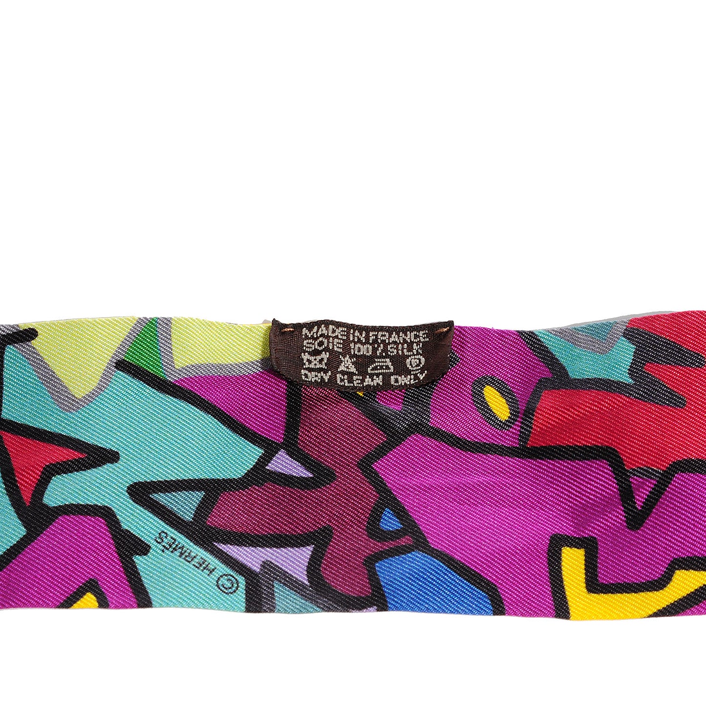 Silk Graff Graffiti Twilly Fuchsia Kaki Jaune