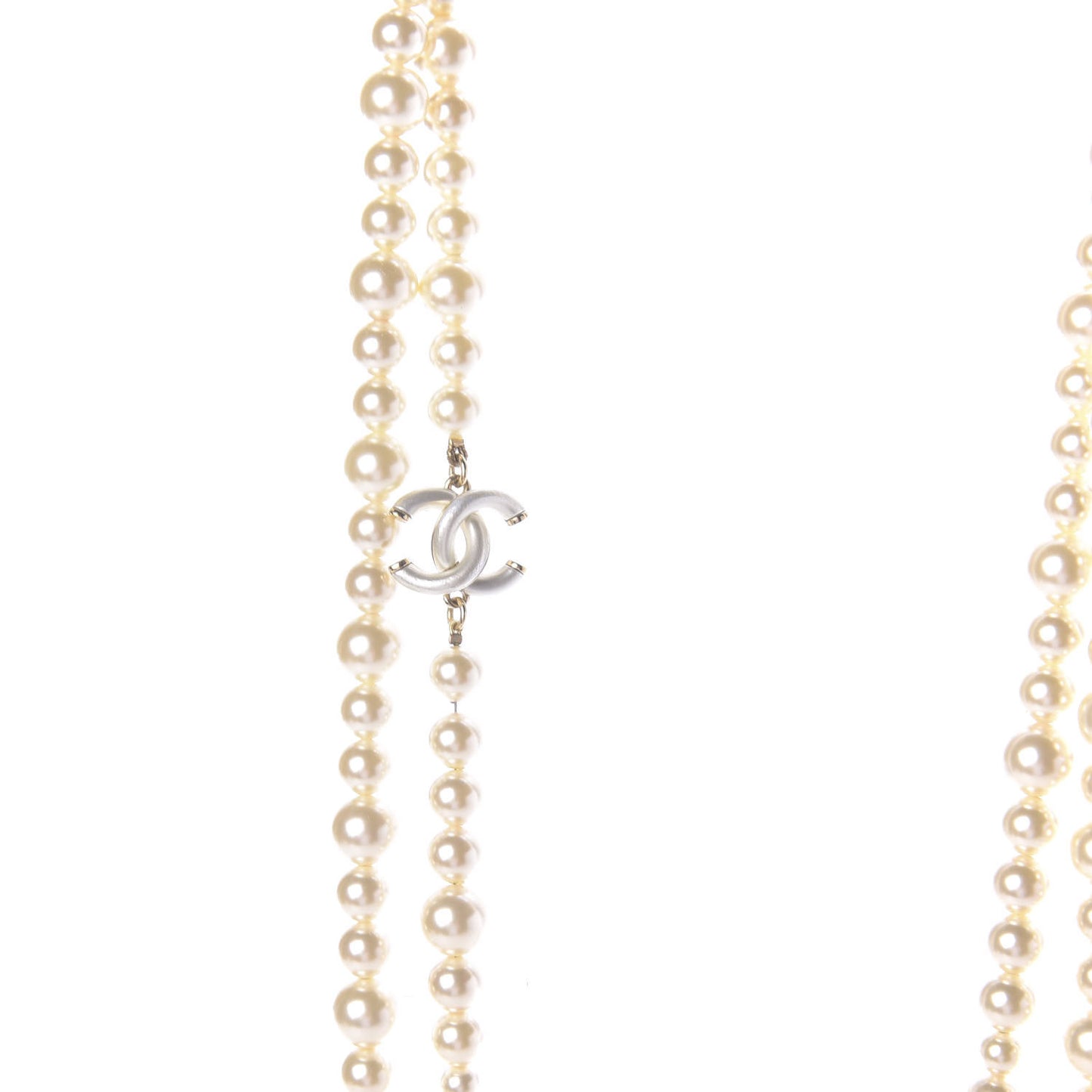 Graduated Pearl CC Long Necklace Gold