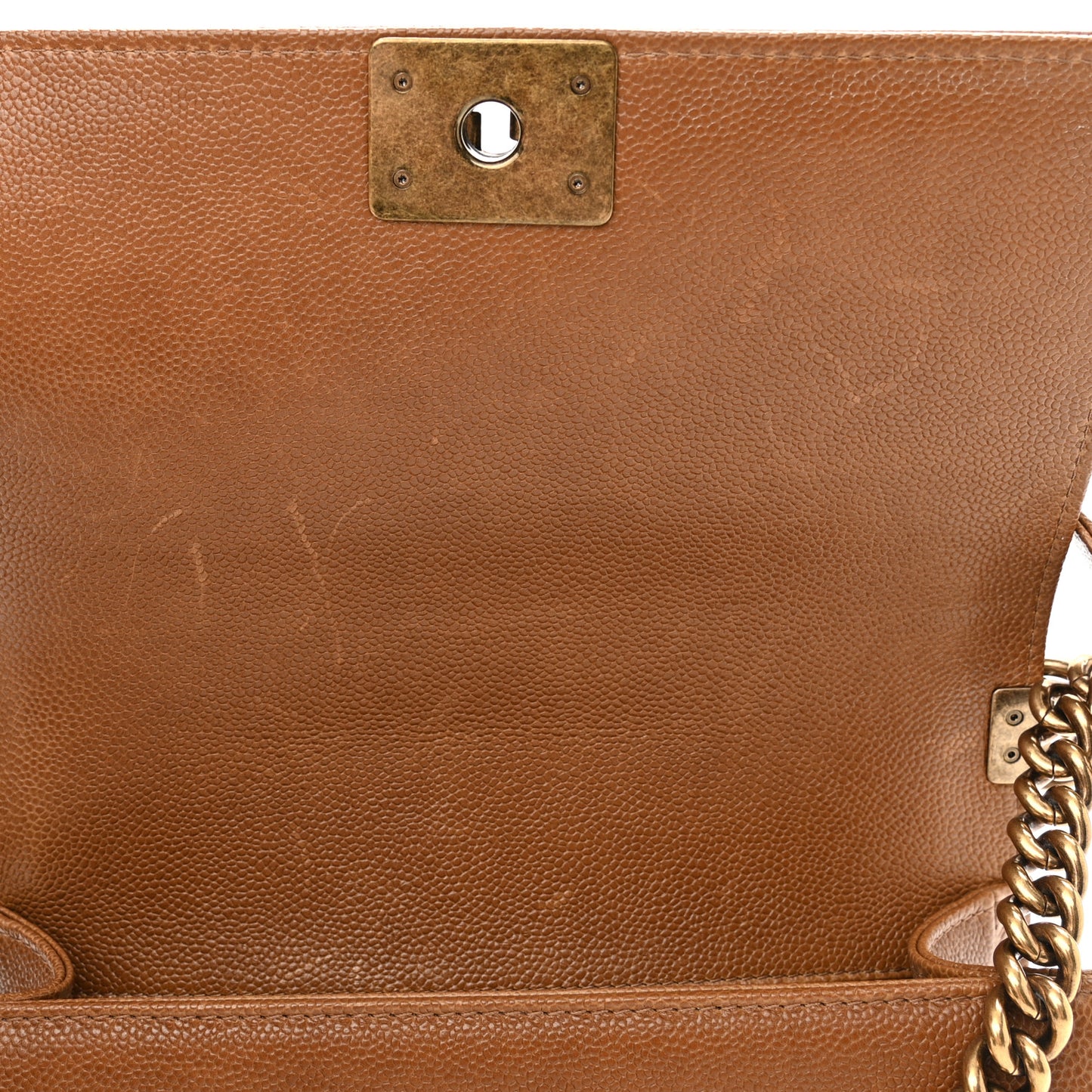 Caviar Quilted Medium Boy Flap Light Brown