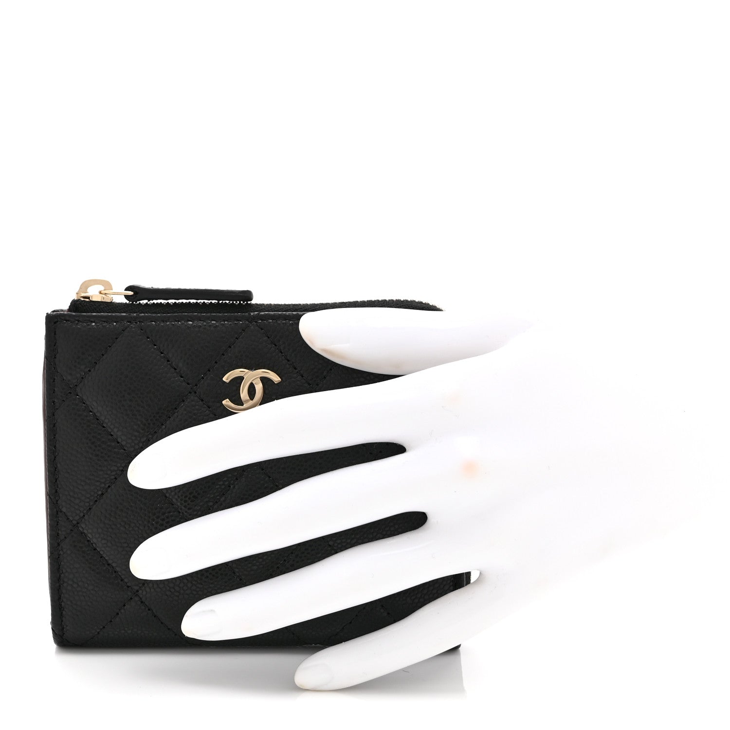 Chanel Caviar Quilted CC Zip Around Card Holder Wallet Black 2 of 10