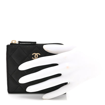 Chanel Caviar Quilted CC Zip Around Card Holder Wallet Black 2 of 10