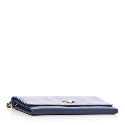 Prada Saffiano Metal Oro Chain Wallet Bleuette 4 of 15