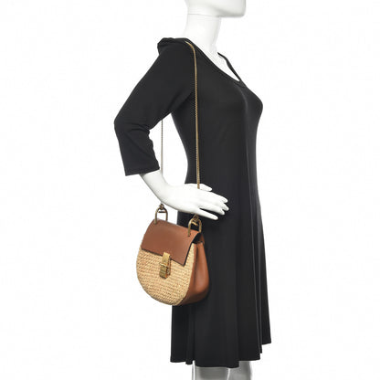 Chloe Calfskin Raffia Drew Chain Shoulder Bag Caramel 2 of 11