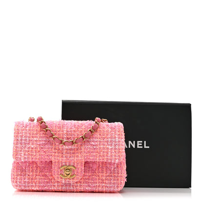 Chanel Tweed Quilted Mini Rectangular Flap Pink Orange White 11 of 11
