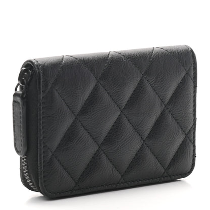 Chanel Aged Calfskin Quilted Zip Coin Purse So Black 3 of 7