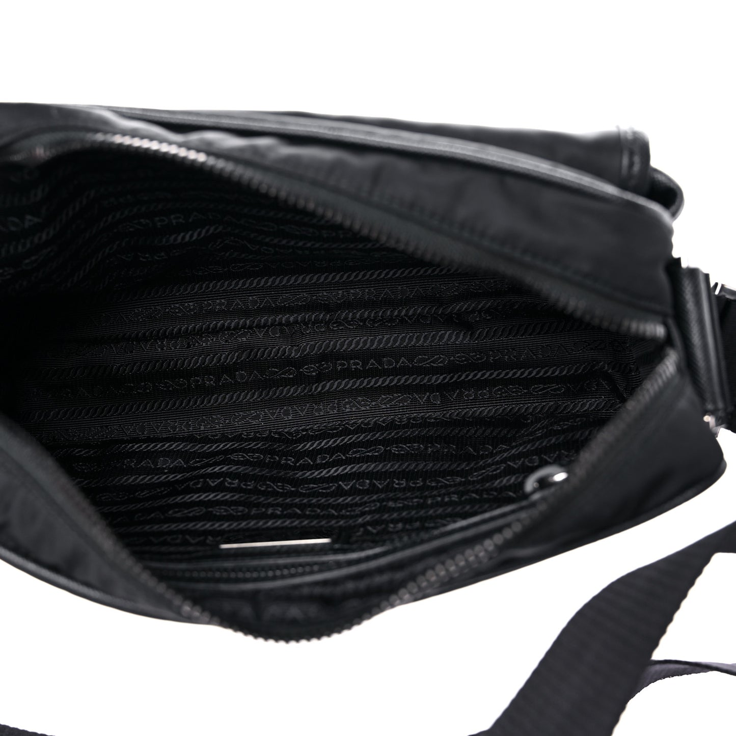 Tessuto Nylon Saffiano Single Snap Buckle Messenger Flap Bag Black