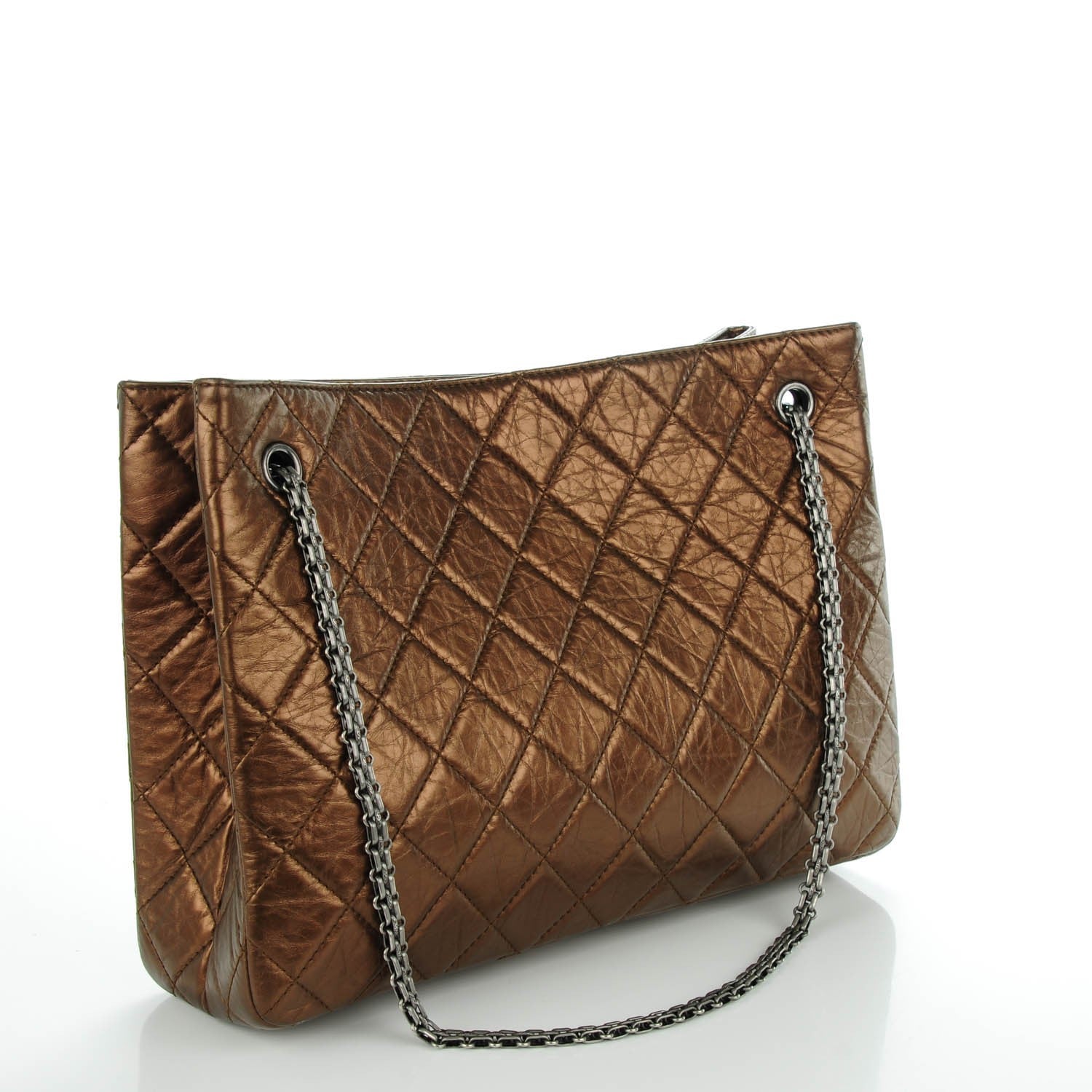 Chanel Aged Calfskin Quilted Reissue 2.55 Tote Bronze 3 of 7