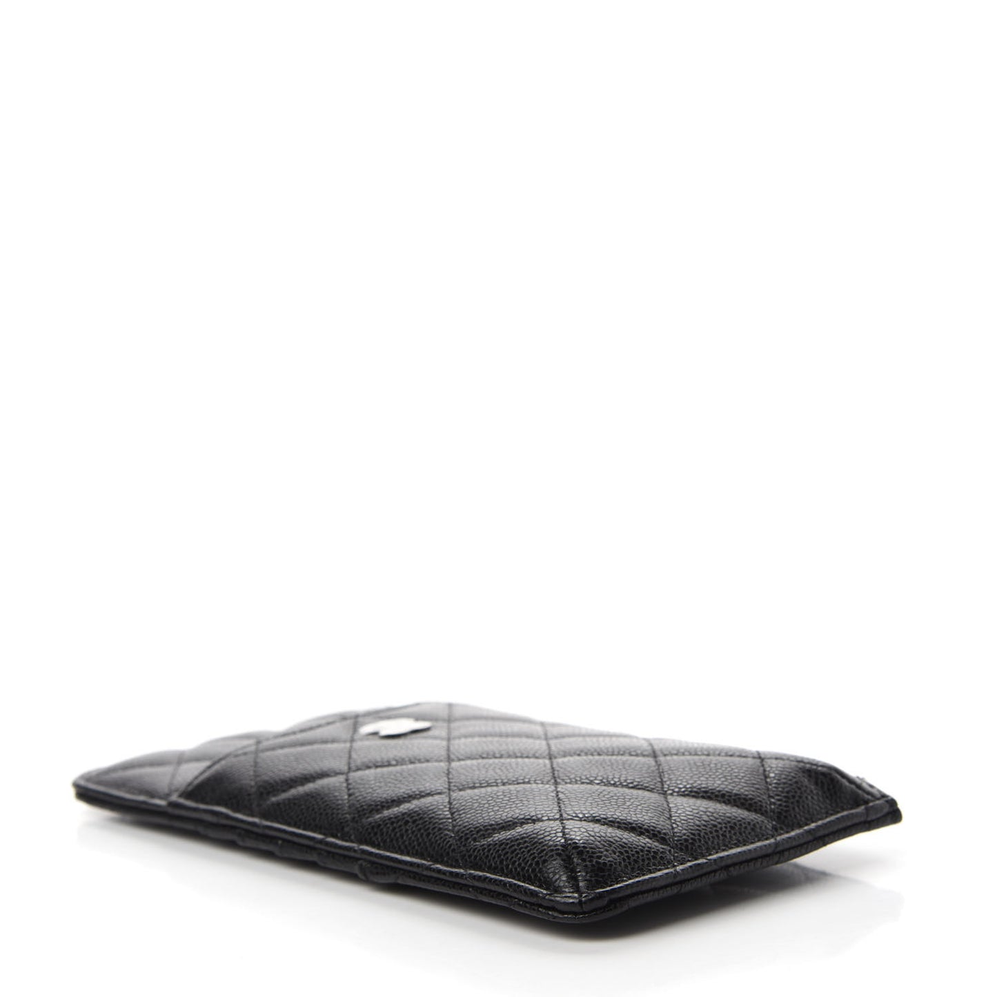Caviar Quilted Classic Flat Wallet Pouch Black