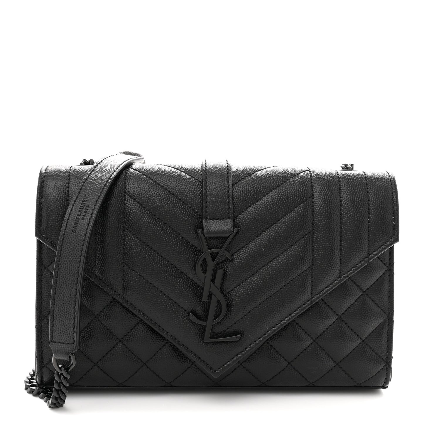 Grain De Poudre Textured Mixed Matelasse Triquilt Small Monogram Monochrome Satchel Black