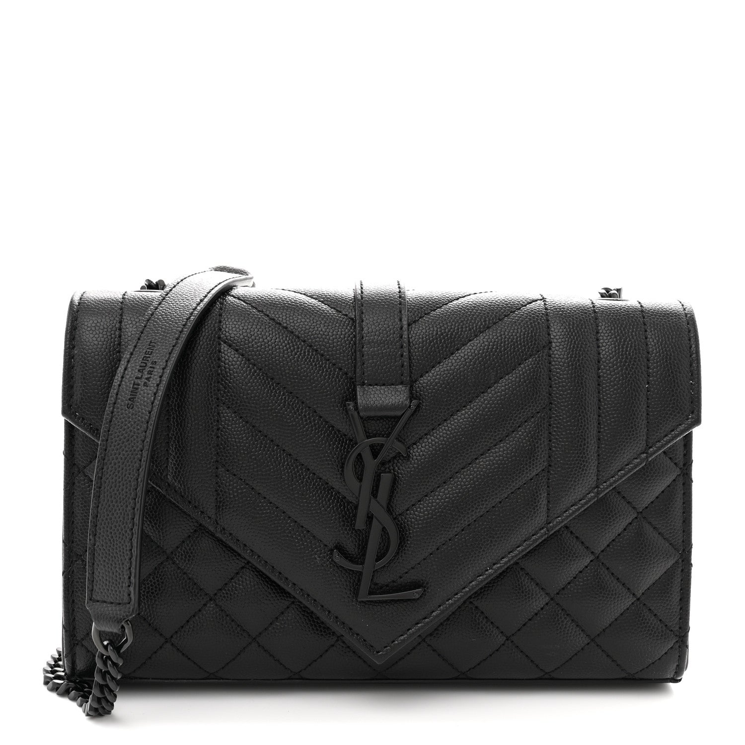 Saint Laurent Grain De Poudre Textured Mixed Matelasse Triquilt Small Monogram Monochrome Satchel Black 1 of 10