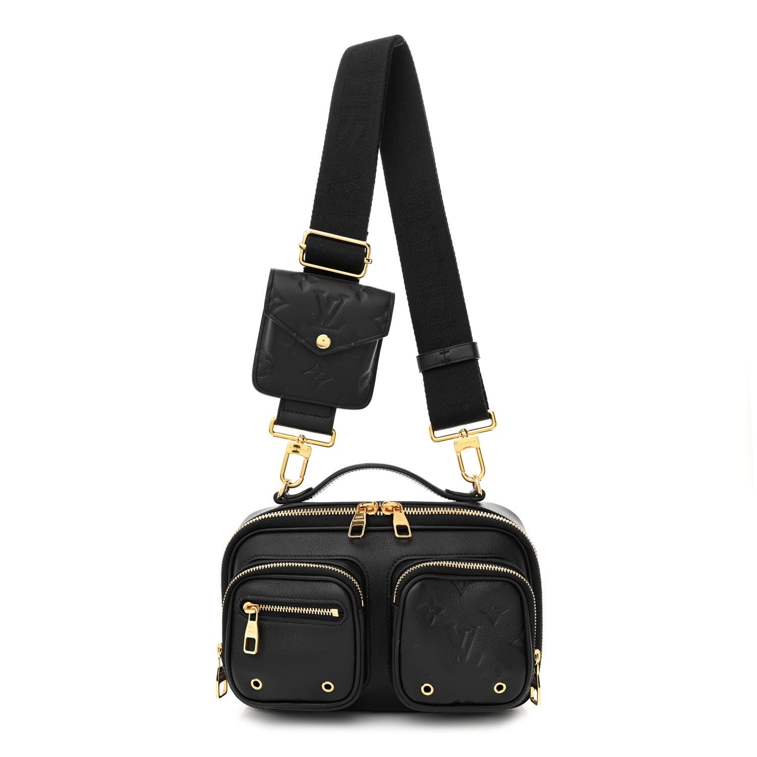Louis Vuitton Calfskin Monogram Embossed Utility Crossbody Black 1 of 12