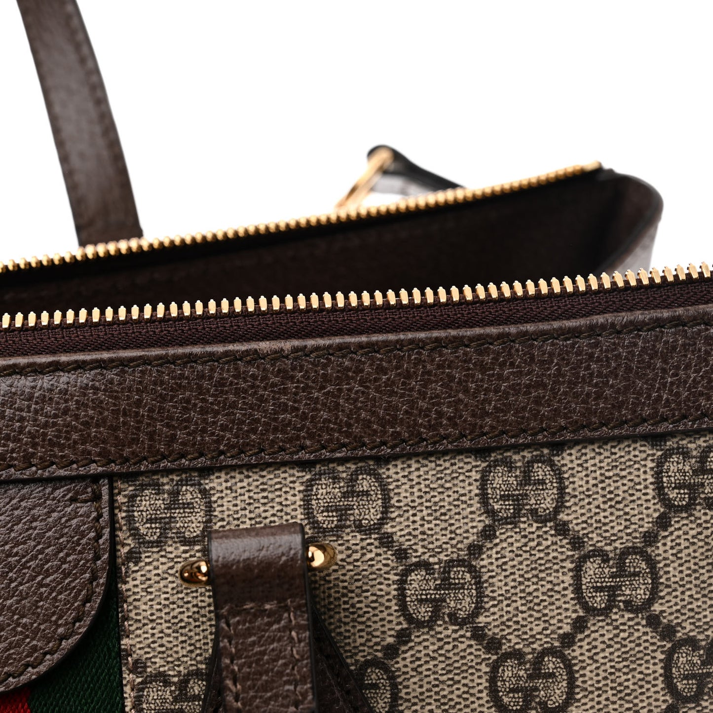 GG Supreme Monogram Web Medium Ophidia Tote Bag Brown
