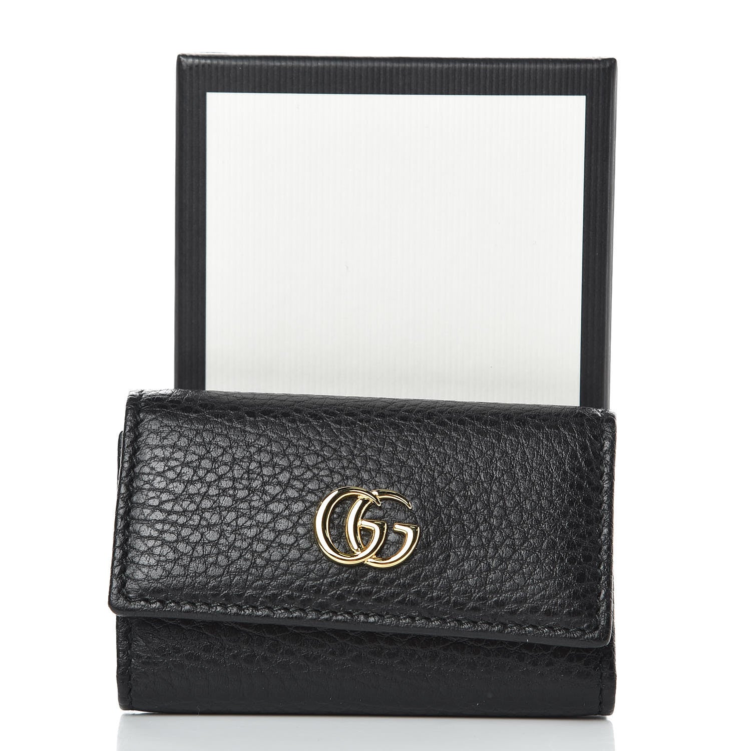 Gucci Pebbled Calfskin GG Marmont 6 Key Holder Black 7 of 7