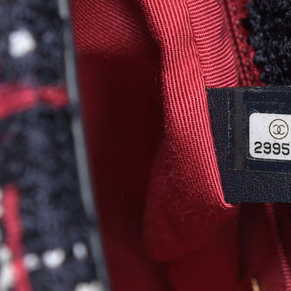 Chanel Tweed Quilted Large Chanel 19 Flap Navy Blue White Red 7 of 13
