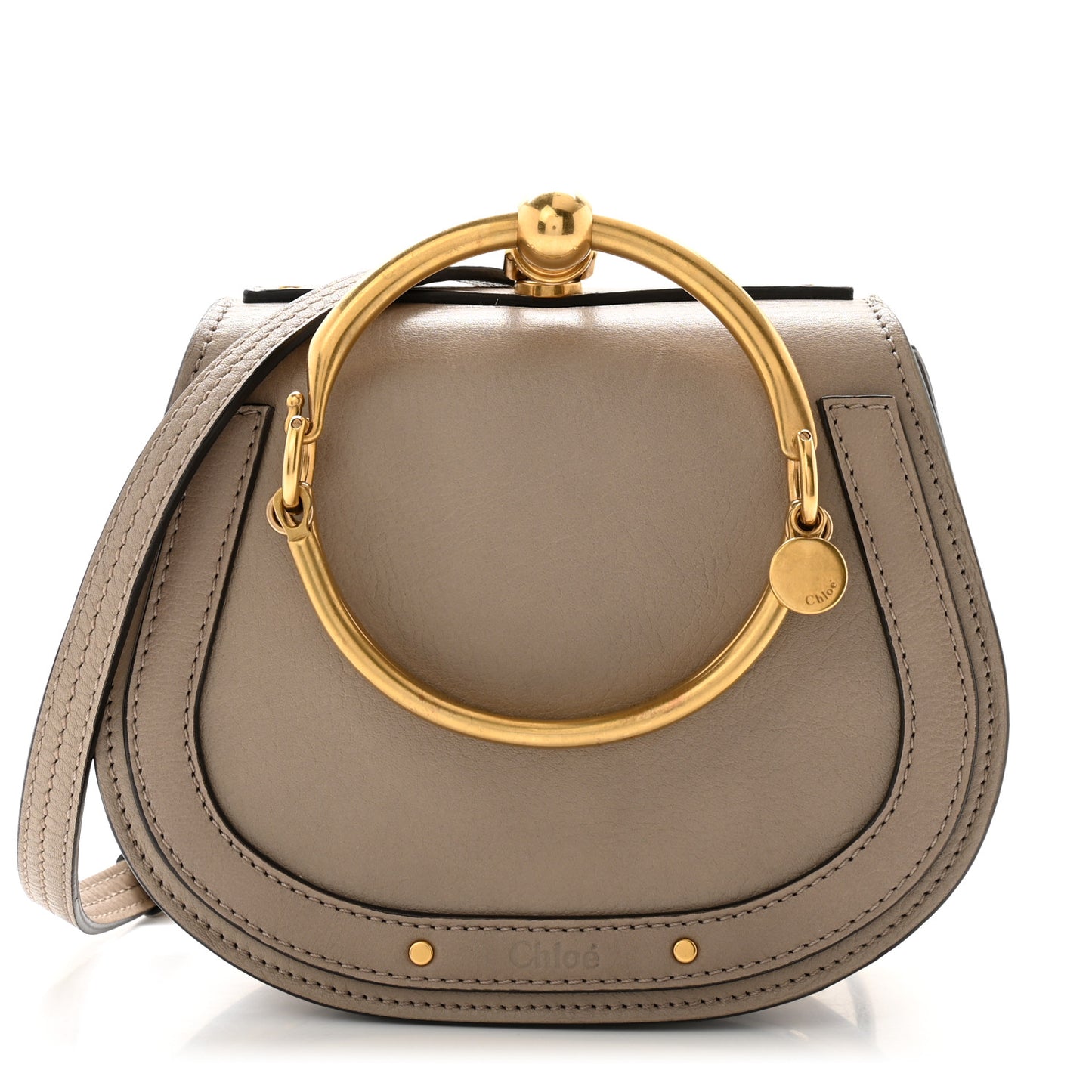 Calfskin Suede Small Nile Bracelet Bag Motty Grey