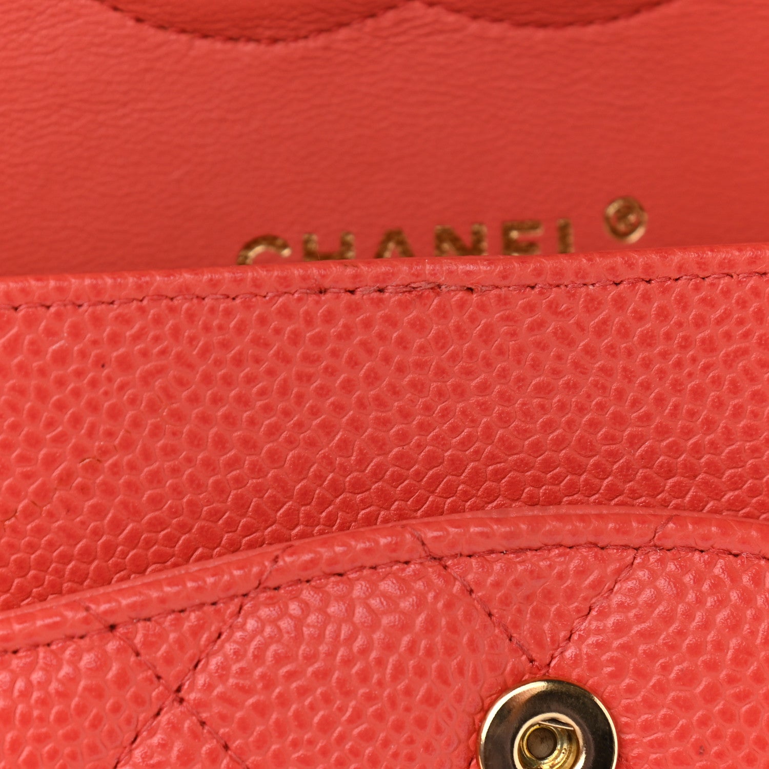 Chanel Caviar Quilted Medium Double Flap Light Red 11 of 12