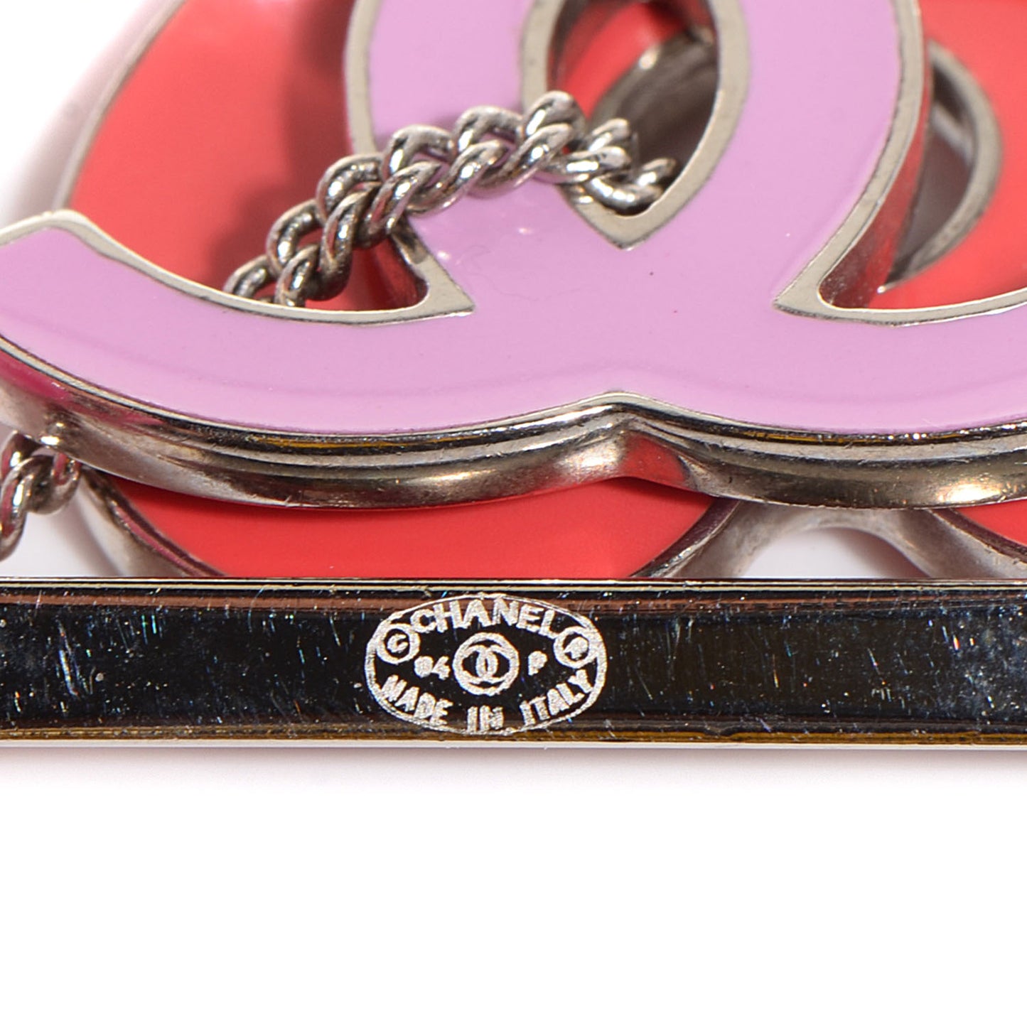 Enamel Heart CC Charm Brooch Pink Red