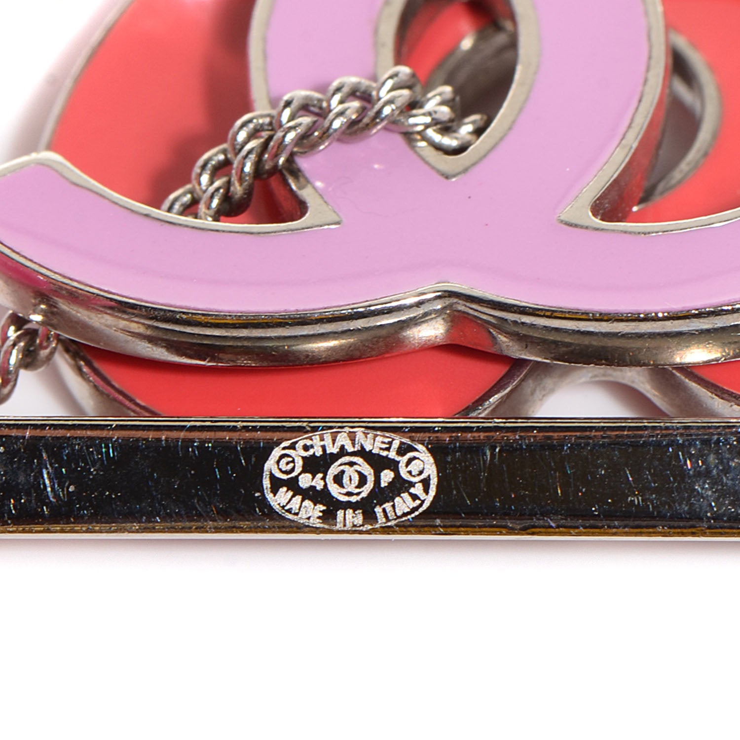 Chanel Enamel Heart CC Charm Brooch Pink Red 4 of 5