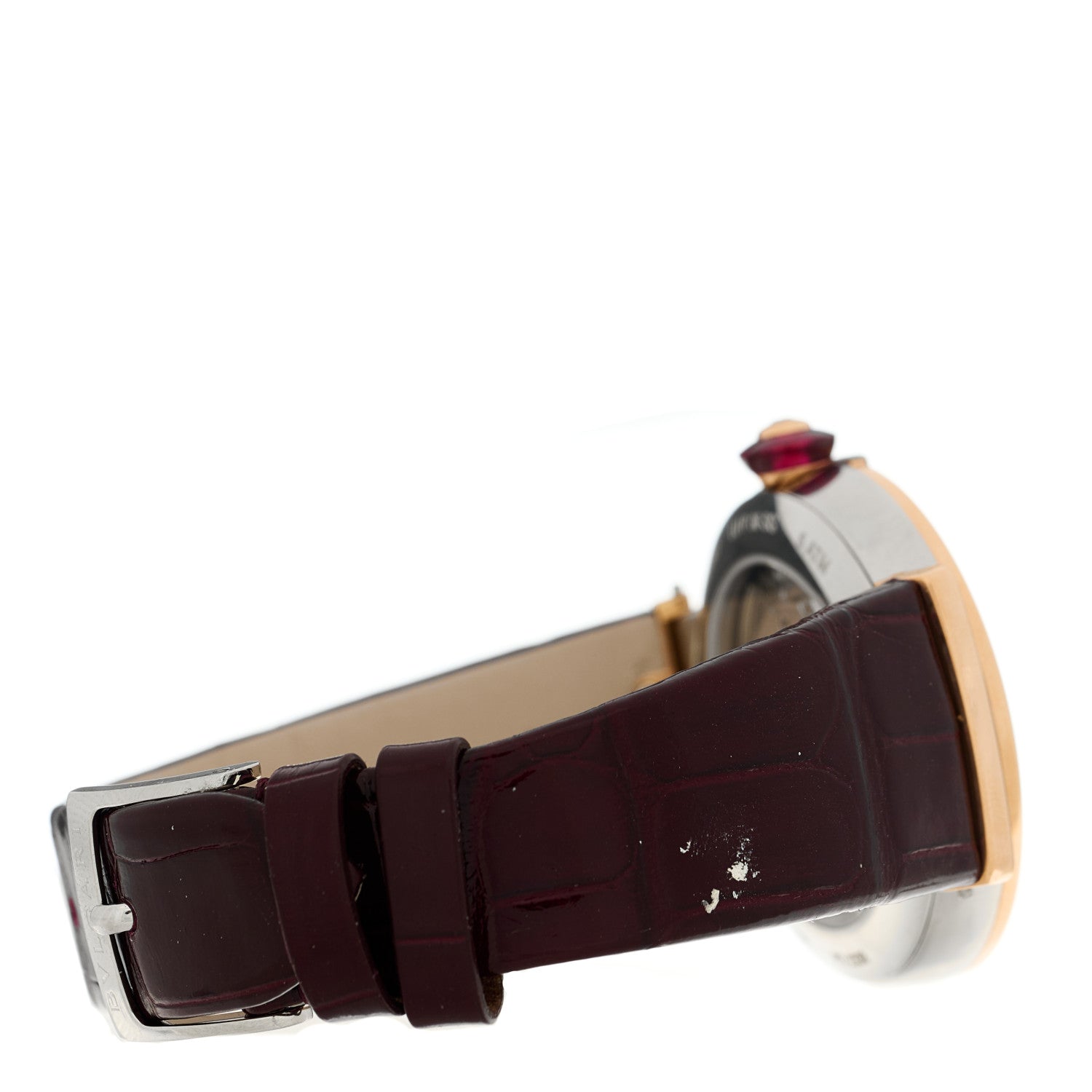 Bulgari Stainless Steel 18K Rose Gold Alligator Diamond 36mm LVCEA Automatic Watch Burgundy 5 of 5