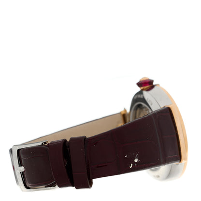 Bulgari Stainless Steel 18K Rose Gold Alligator Diamond 36mm LVCEA Automatic Watch Burgundy 5 of 5