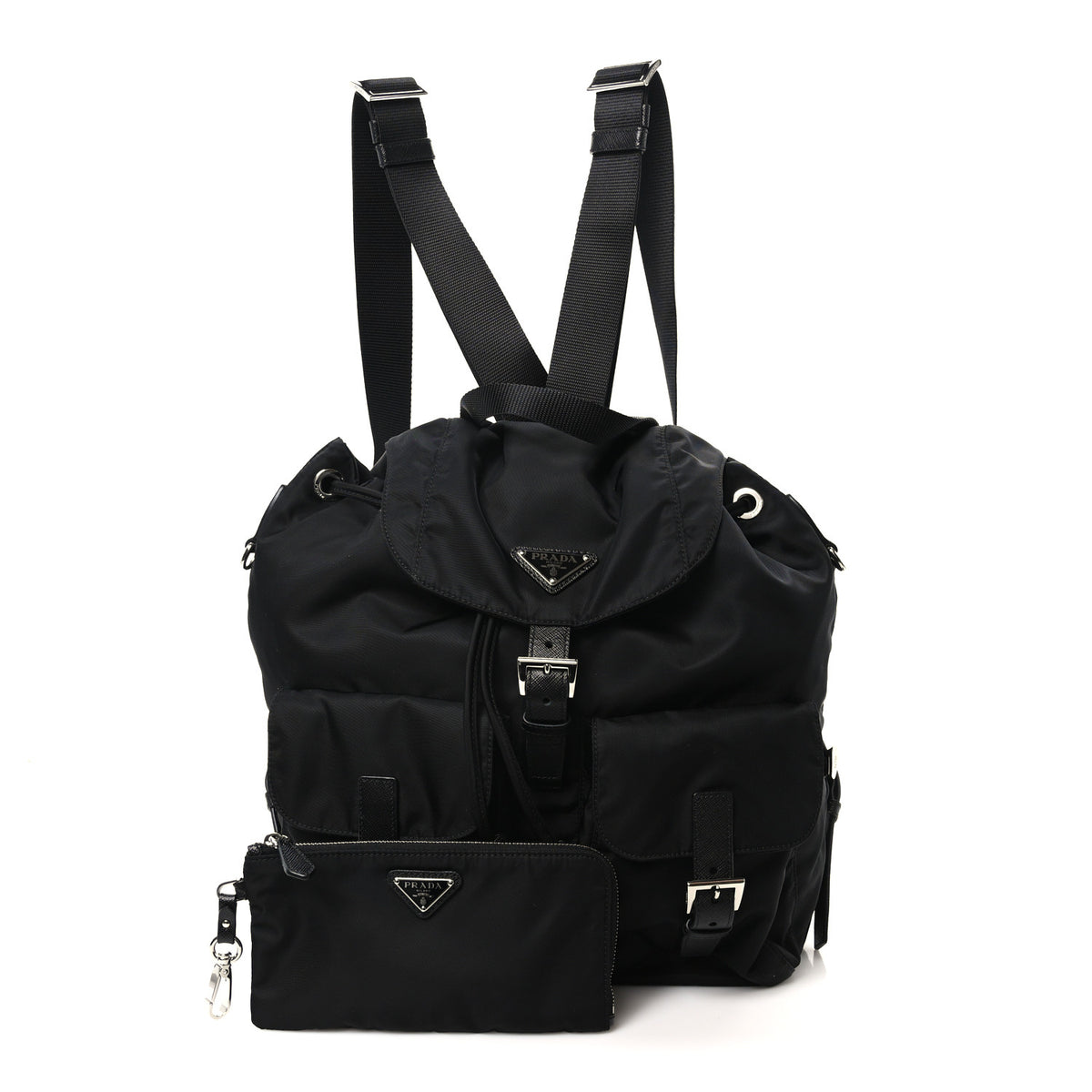 Prada Tessuto Nylon Saffiano Medium Backpack Black 2 of 10