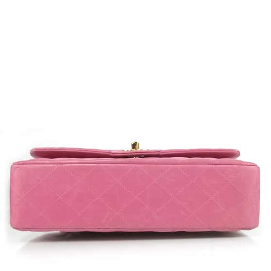Lambskin Medium Double Flap Pink
