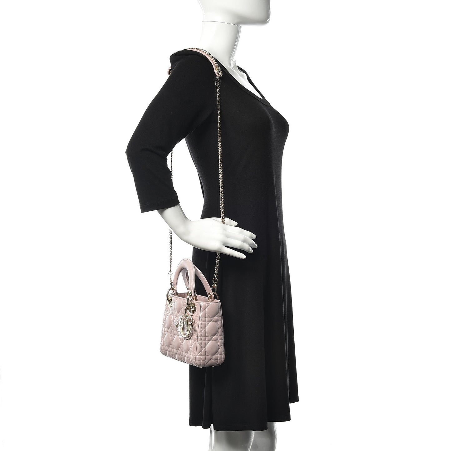 Metallic Lambskin Cannage Mini Lady Dior Lotus