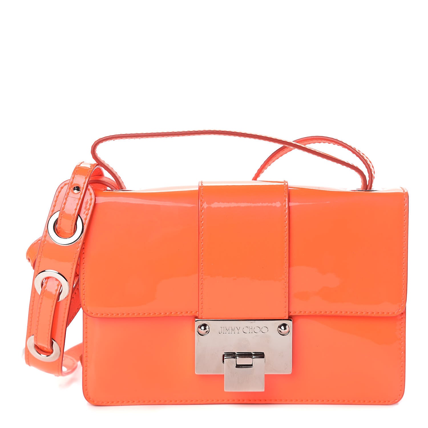 Jimmy Choo Patent Suede Rebel Crossbody Bag Orange 1 of 9