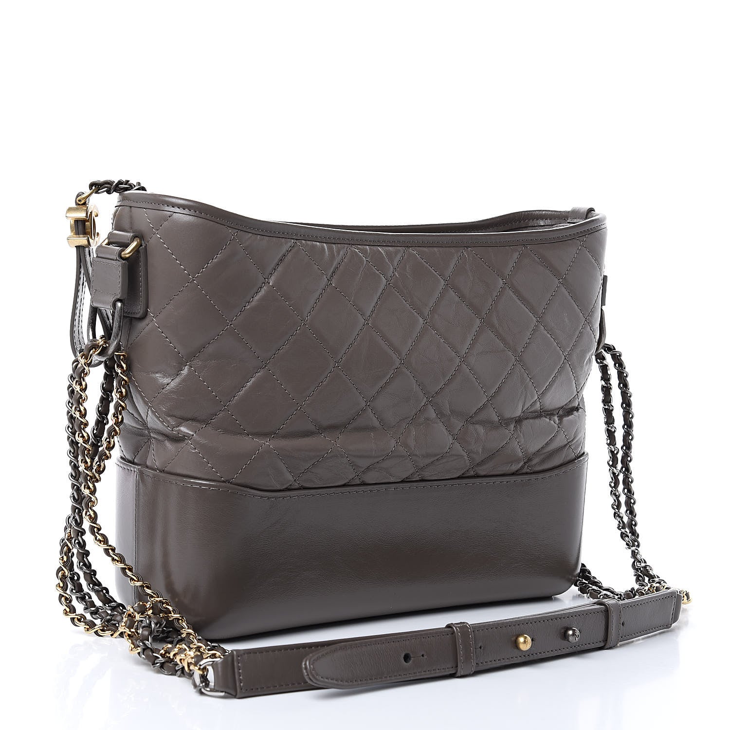 Chanel Aged Calfskin Quilted Medium Gabrielle Hobo Grey 3 of 9