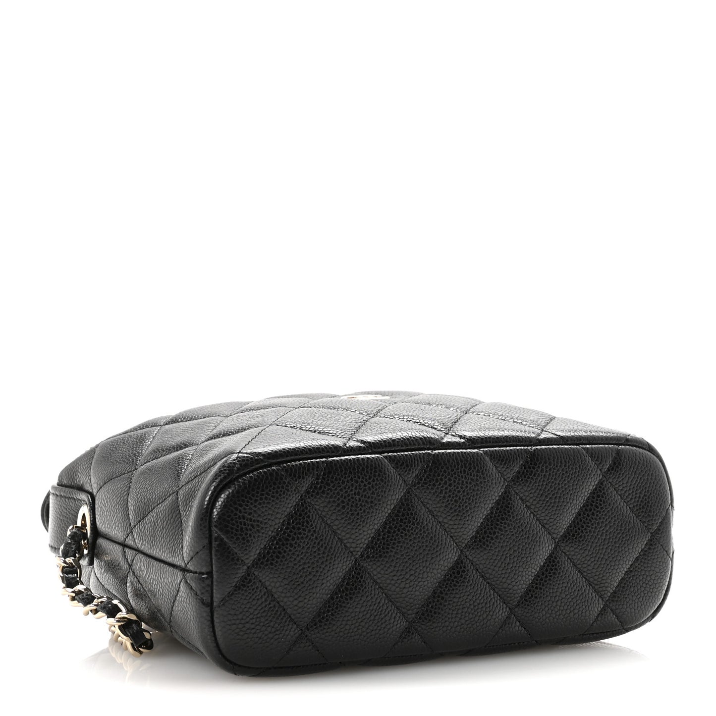 Caviar Quilted Hobo Clutch With Chain Black