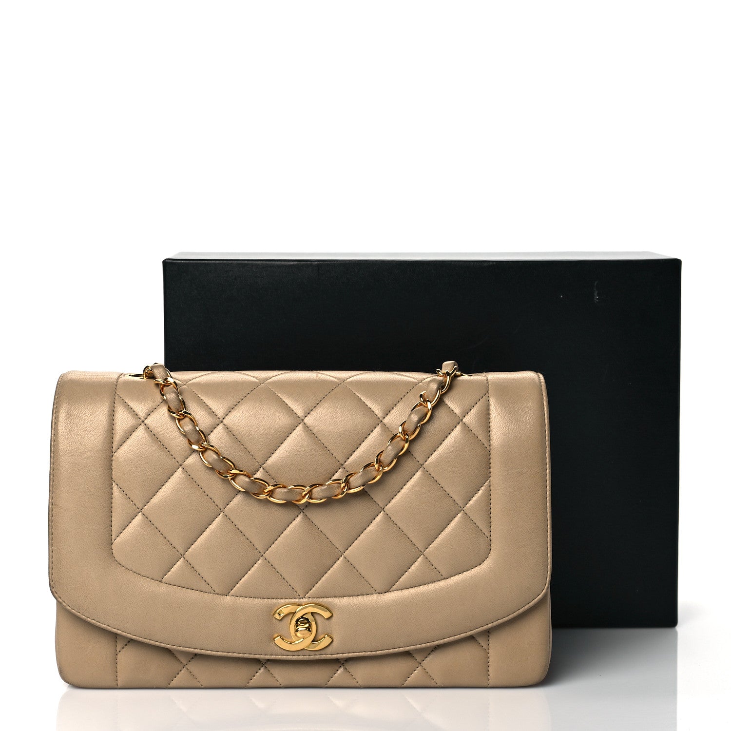 Chanel Lambskin Quilted Medium Single Flap Beige 17 of 17