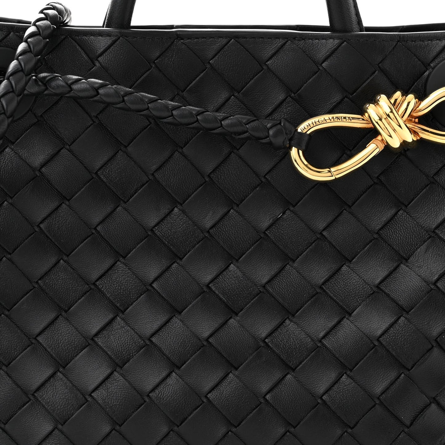 Nappa Intrecciato Small Andiamo Shoulder Bag Black