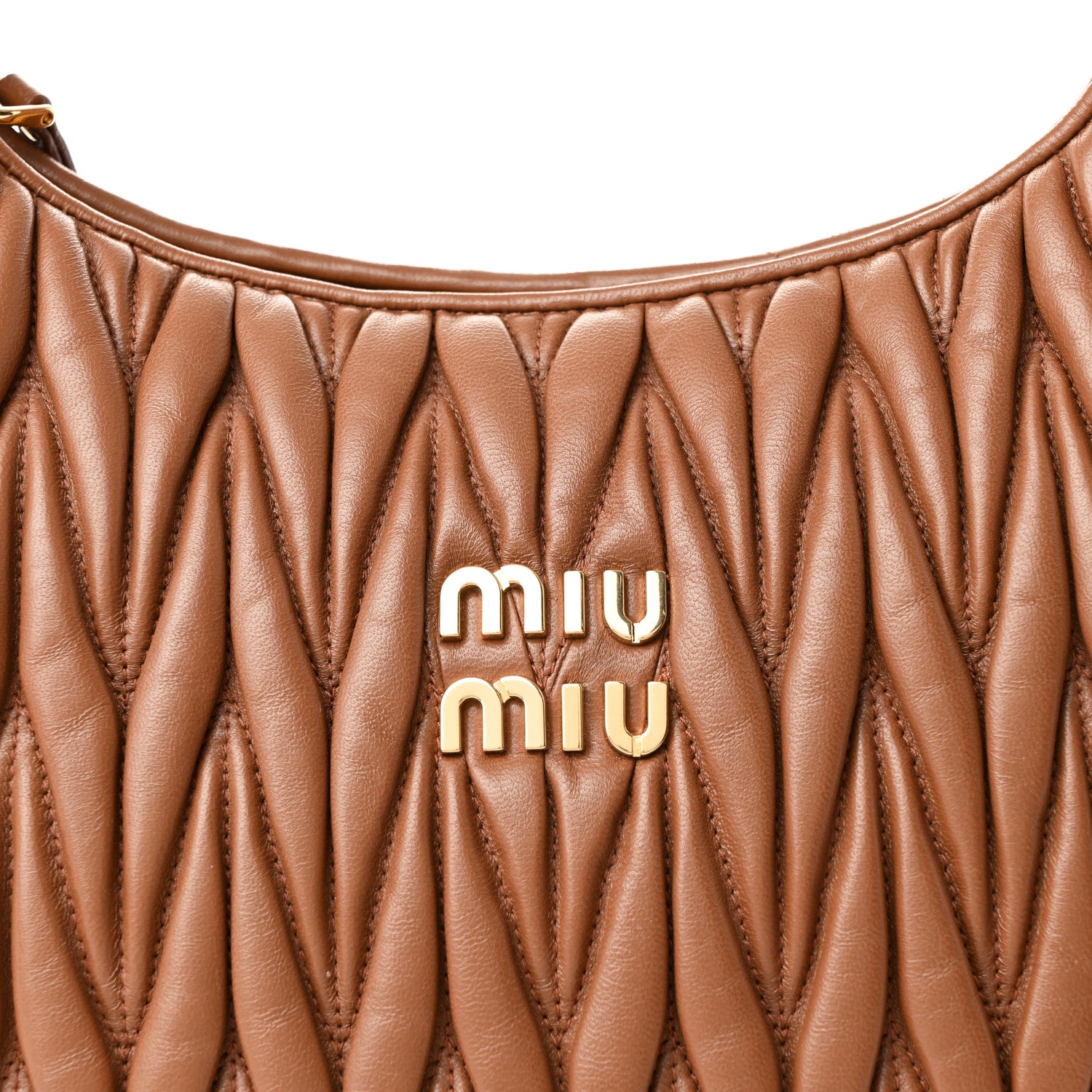 Miu Miu Nappa Matelasse Wander Large Hobo Cognac 8 of 10