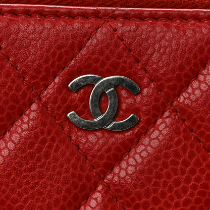 Chanel Caviar Quilted CC Zip Tri-Fold Wallet Red 9 of 11