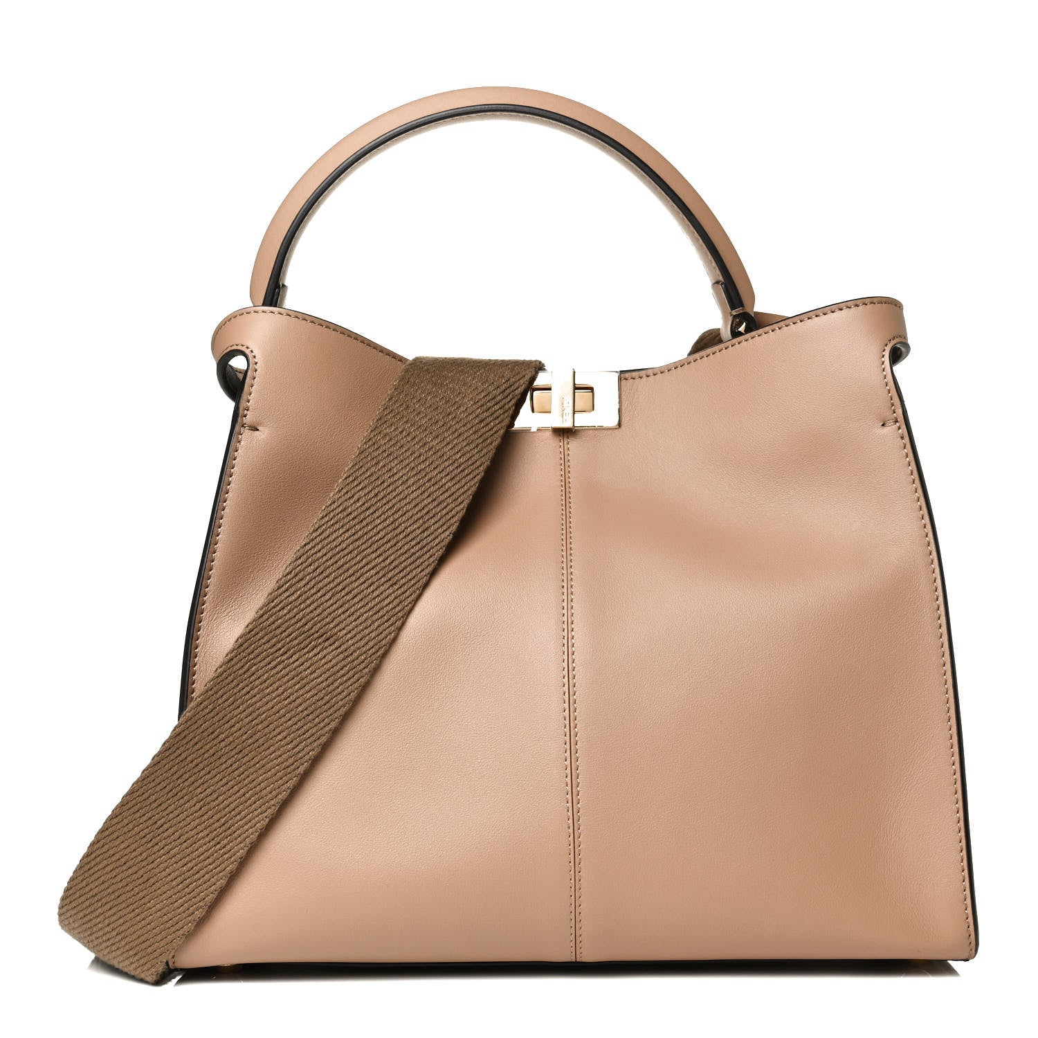 Fendi Vitello Seta Nabuk Pequin Medium Peekaboo X-Lite Cuoio Tabacco Moro 1 of 13