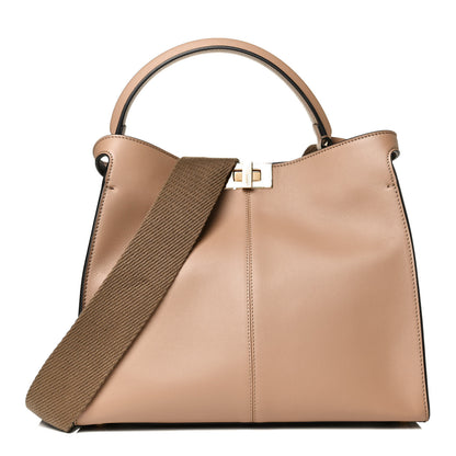 Fendi Vitello Seta Nabuk Pequin Medium Peekaboo X-Lite Cuoio Tabacco Moro 1 of 13