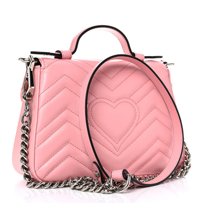 Gucci Calfskin Matelasse Mini GG Marmont Top Handle Shoulder Bag Wild Rose 2 of 9